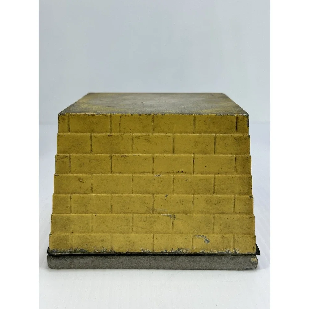 Vintage Yellow Cast Aluminum Stacked Brick Base‎ Toy Railroad Bridge Statue